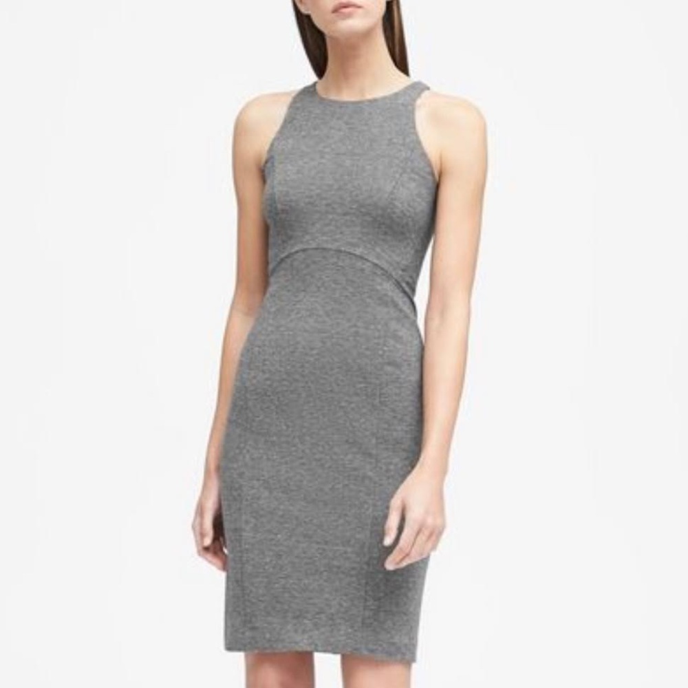 Banana Republic Gray Paneled Ponte Sheath Dress Size 10